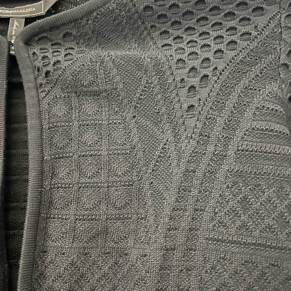 BCBG Maxazria Staci textured black long sleeved cropped cardigan shrug  XXS EUC - Picture 10 of 12